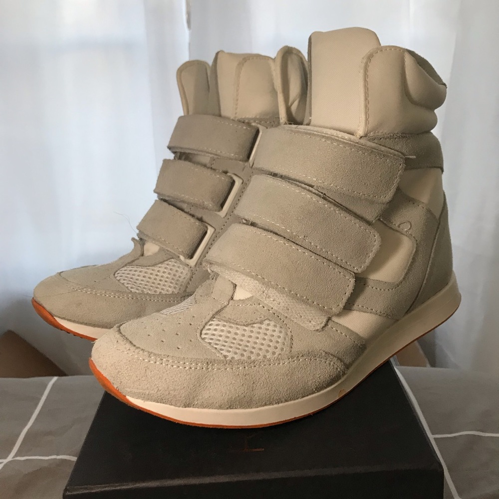 Aldo White Gray Wedge Sneakers